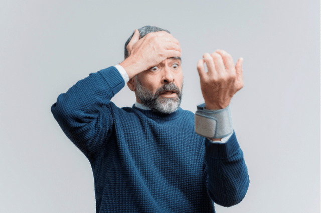 Man checking his blood pressure